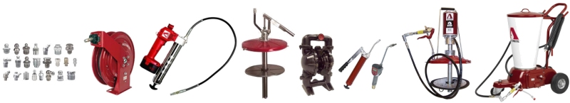 Alemite Greasing Equipment: reels, grease guns, fittings, pumps, metering valves and more